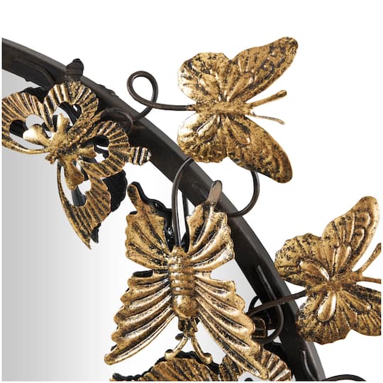 28" Gold Metal Butterfly Wall Mirror